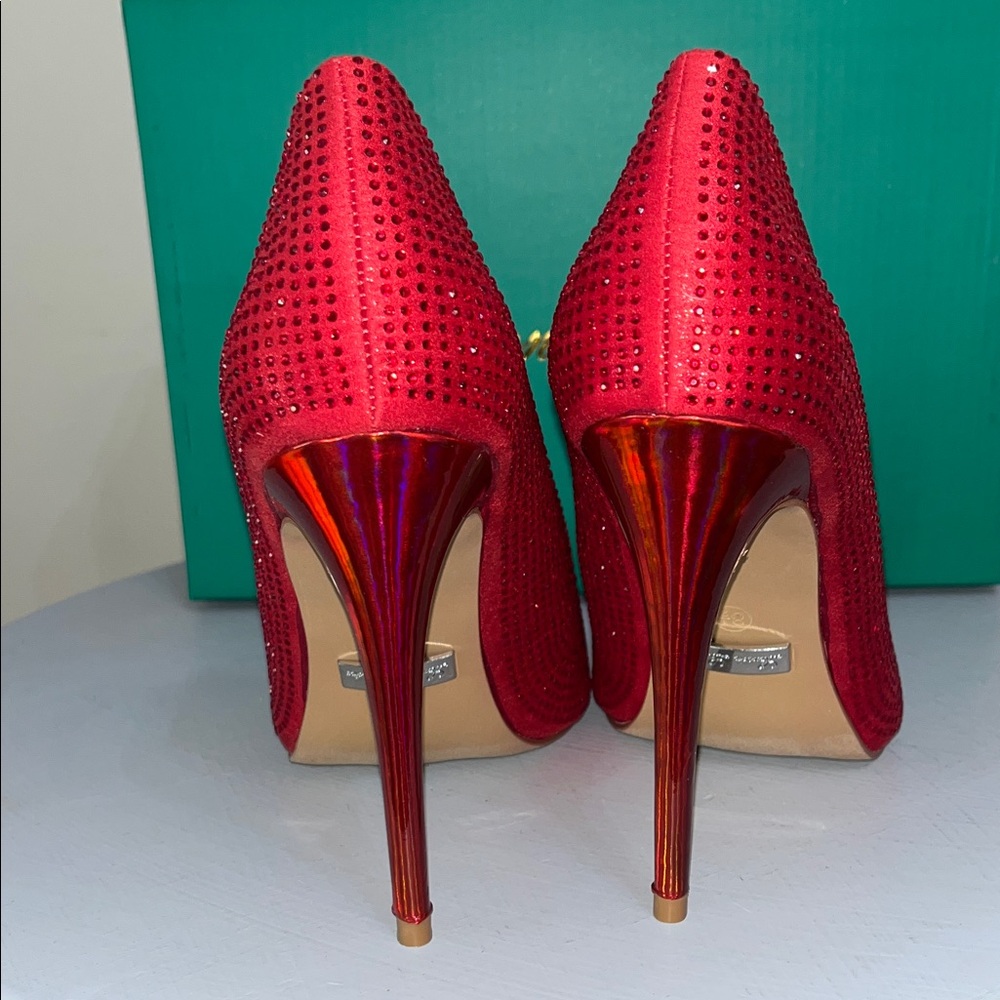 New in Box Lauren Lorraine Dori Glitter Red Heels - Picture 4 of 5